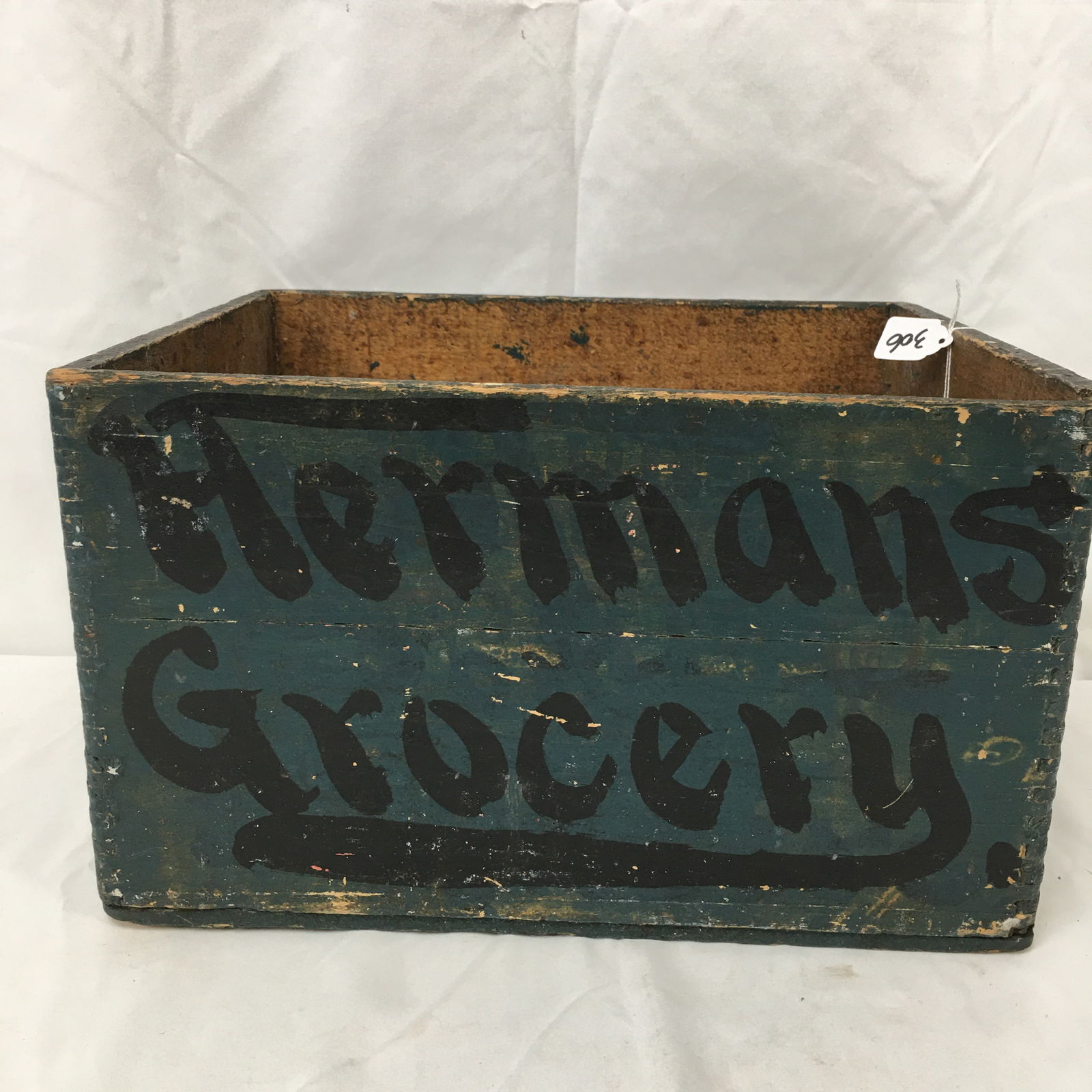 Herman's Grocery Wooden Crate, Old Blue Paint (1 of 5)