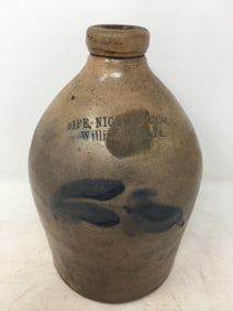 Half Gallon Decorated Stoneware Jug, Sipe Nichols & Co.