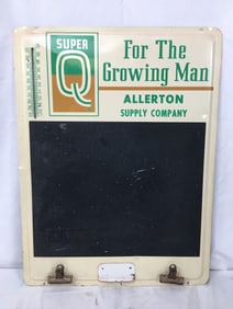 Super Q Agricultural Advertising Chalkboard & Thermometer