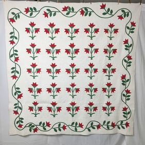 Antique Red & Green Tulip Quilt