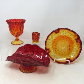 Amberina Moon & Star Glass