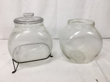 Pair Glass Counter Jars