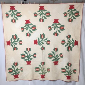Antique Applique Quilt, Tulip Baskets
