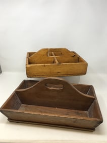 (2) Divided Wooden Boxes