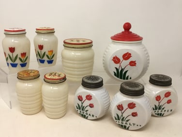 Fire King Tulip Jars, Salt & Pepper Shakers
