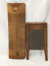 (2) Wooden Washboards, Star Soap
