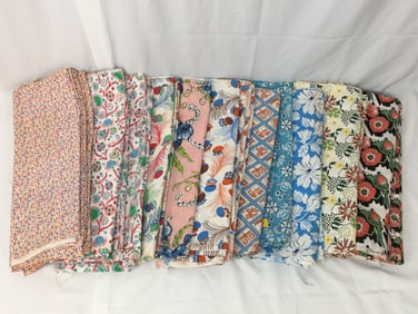 Group of Feed Sack Fabric Pieces