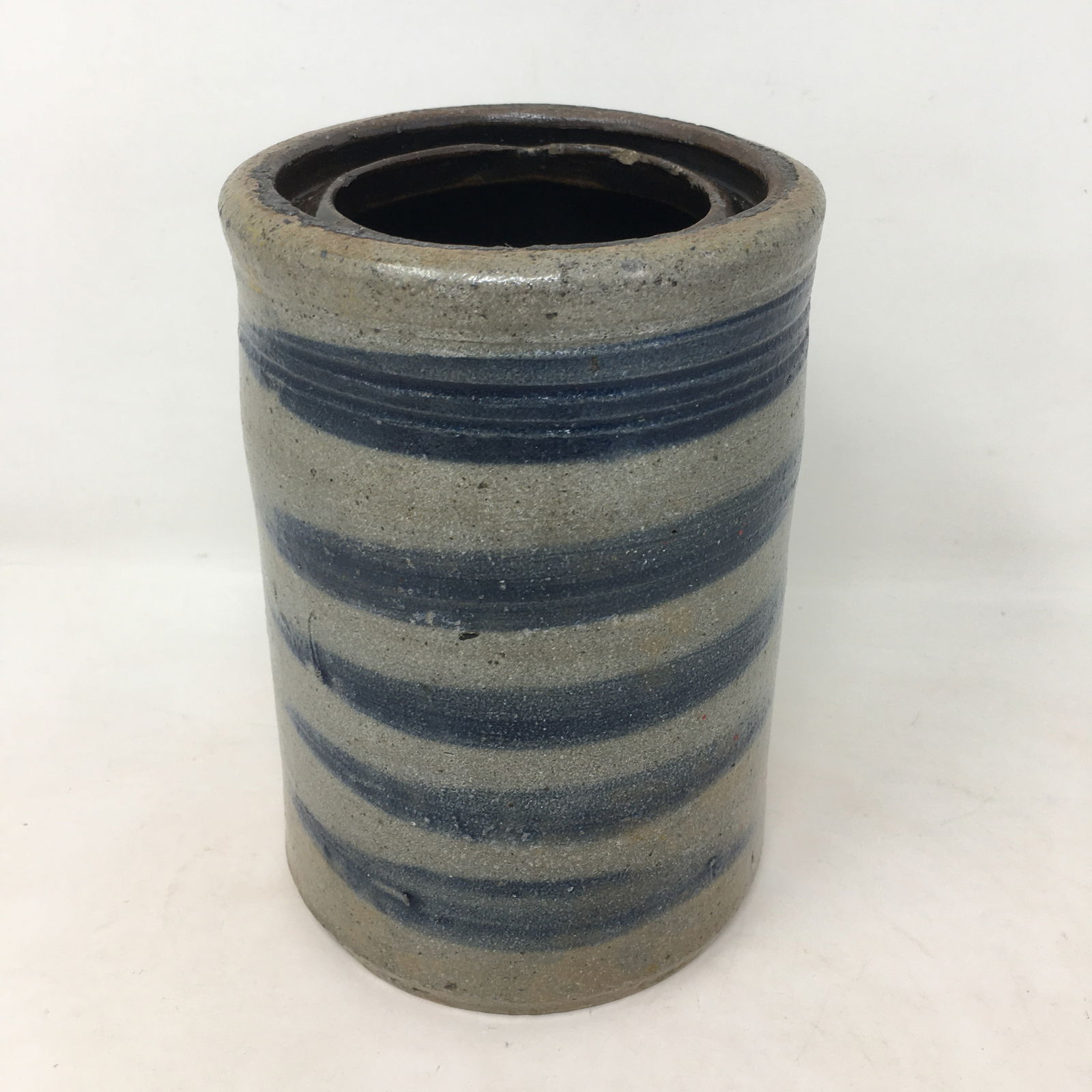 Stoneware Stovepipe Canning Jar, (5) Cobalt Blue Stripes (1 of 4)
