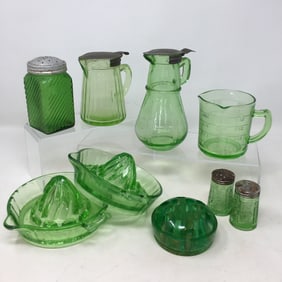 Group of Green Depression Glass