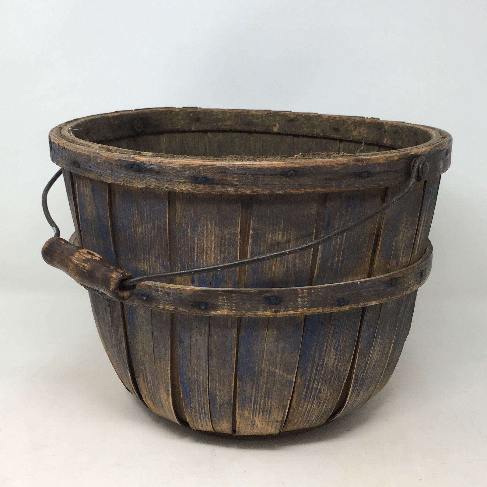 Primitive Apple Basket, Old Blue Paint (1 of 7)