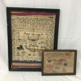 (2) Framed Needlework Samplers, 1844 & 1846