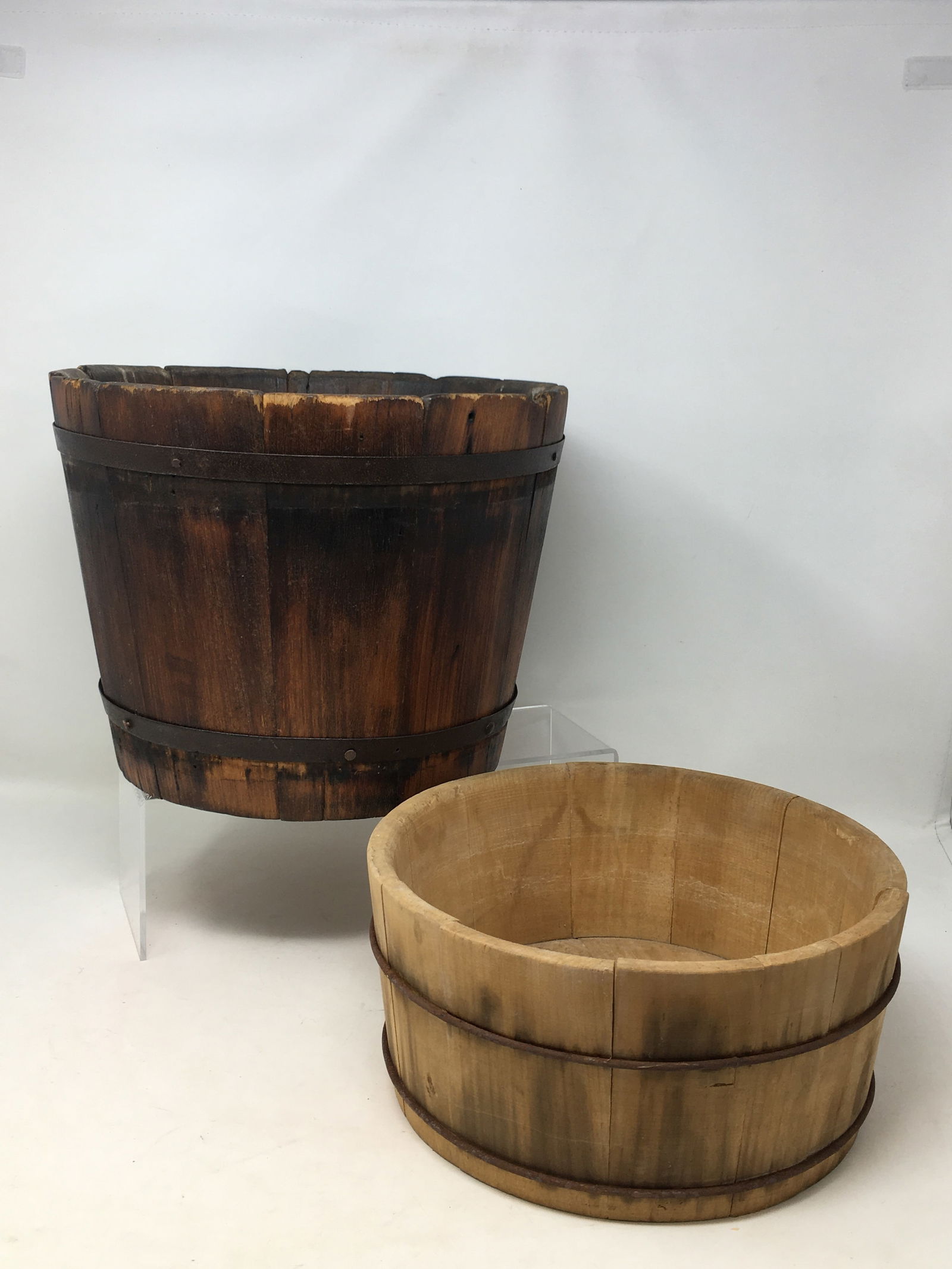 (2) Primitive Wooden Buckets (1 of 1)