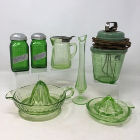 Green Depression Glass, (7) Pieces