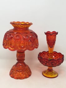 Amberina Moon & Star Lamp, Epergne