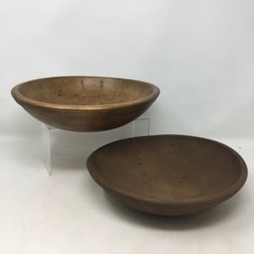 (2) Wooden Dough Bowls