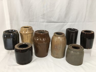 (8) Wax Seal Stoneware Jars