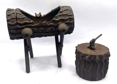 Cast Iron Ashtray Log Shaped