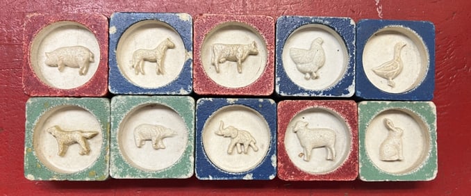 Set of 10 Early Bisque Animal Molds