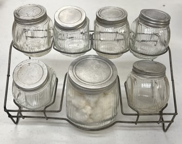 Seller's Jars in Wire Rack