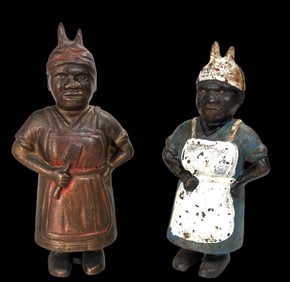 Two Cast Iron Aunt Jemima Banks