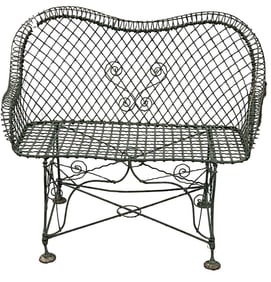 Green Painted Wire Victorian Garden Bench