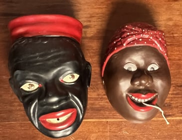 Two Black Americana Hanging String Holders