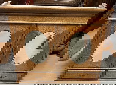 Double Door Hanging Oak Medicine Cabinet