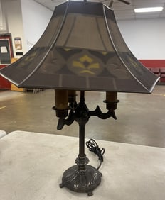 Cast Iron Desk Lamp w/ Fiber Shade