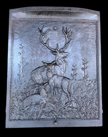 Cast Iron Fireplace Front w/ Deer Stag