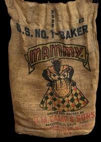 Black Americana Advertising Burlap Bag