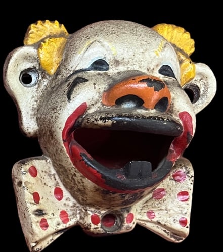 Wilton Cast Iron Bottle Opener: Wilton Cast Iron Bottle Opener - Clown retaining most of paint