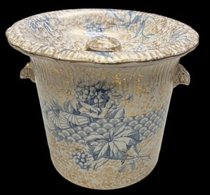 Earthenware Slop Pail w/ Lid Signed