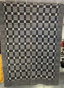 Blue & White Overshot Coverlet