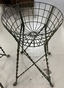 Two Wrought Iron Wire Planters