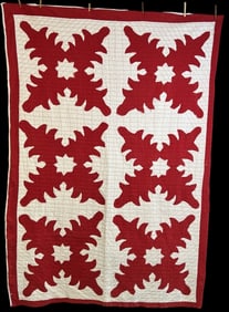 Red & White Friendship Plume Quilt