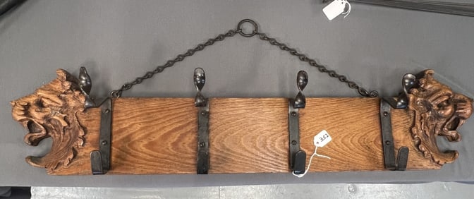 Hanging Coat Rack Oak & Iron