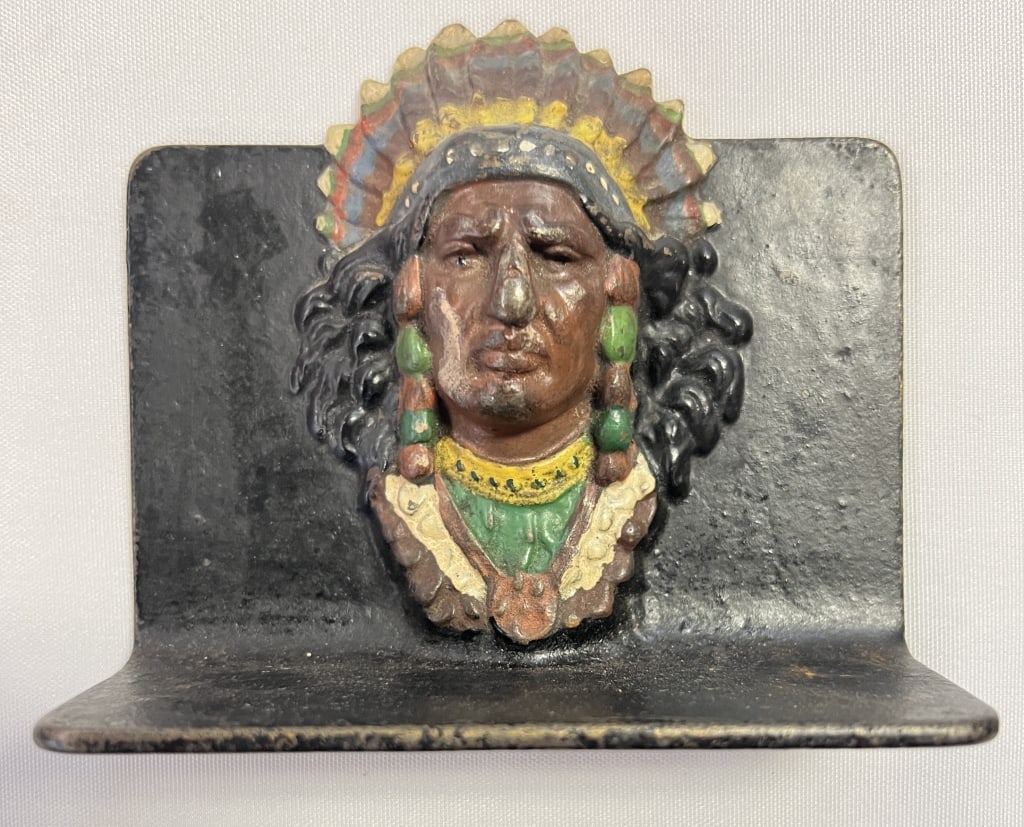Cast Iron Bookends Native American Chiefs (1 of 6)