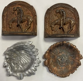 Set of Cast Iron Bookends & Trays