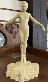 Cast Metal Art Nouveau Nude Figure Statue