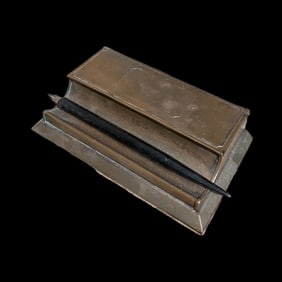 Brass Ink Well w/ Pen Tips & Pen