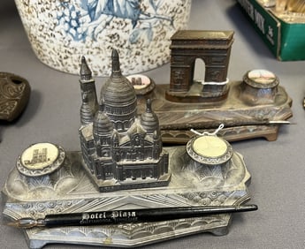 Two French Ink Wells w/ Pens