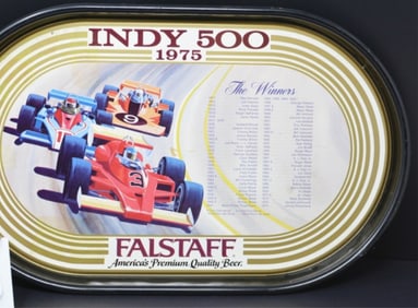 1975 Falstaff Indy 500 Beer Tray  American's   Premium Quality Beer steel beer tray has the