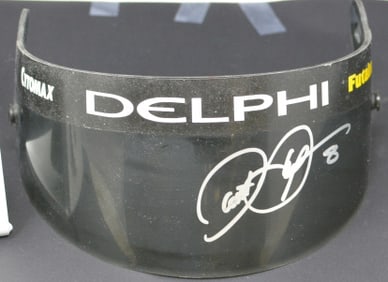 Scott Sharp Autographed Indy Car Helmet Visor  #8   w/ 3 advertisements Cytomax, Delphi,  Futaba.