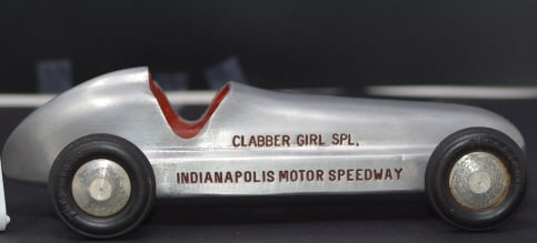Aluminum Souvenir Indy Car 1947 Wilbur Shaw   replica car w/ Clabber Girl Spl. Indiana  Motor