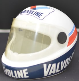 Vavoline Porcelain Helmet Ashtray autographed  by Tom Carnegie in  black marker,  IMS is  under the