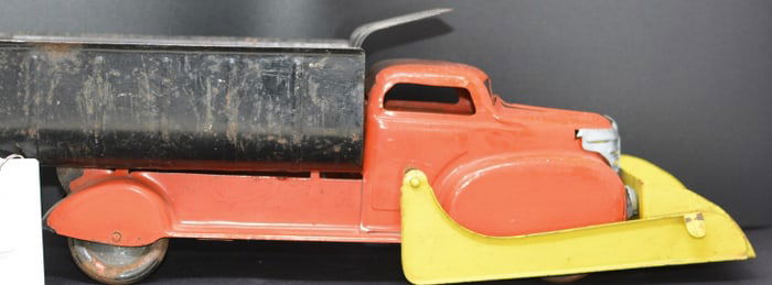 1940's Marx Lumar Contractor's Pressed Steel  Dump  Truck w/ front end loader, not all  original has