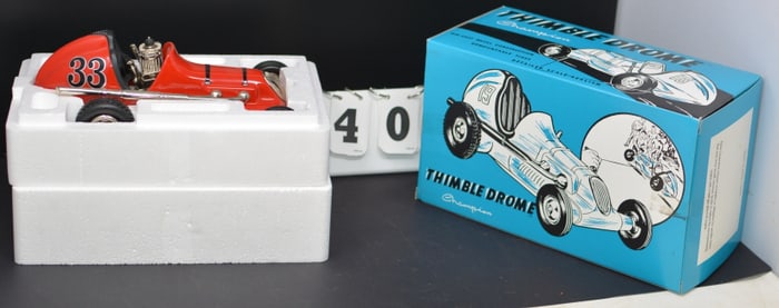 Thimble Drome Racer NIB red tether car #33   10" x  3" x 5"