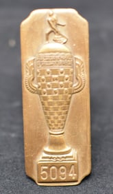 1951 Indy 500 Pit Pass Badge #5094 made by  Bastian  Bros. Co., Rochester, NY. Badge is  tall bronze