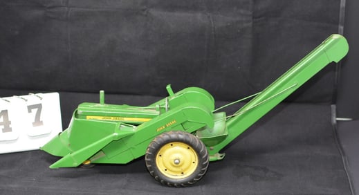 Vintage John Deere Tractor w/Mounted 2 Row  Picker   very good condition.  18" x 9" x 6