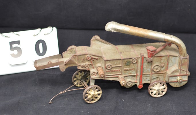Early Arcade McCormick Deering Thrasher all   original except for left rear wheel, still  has (1 of 6)